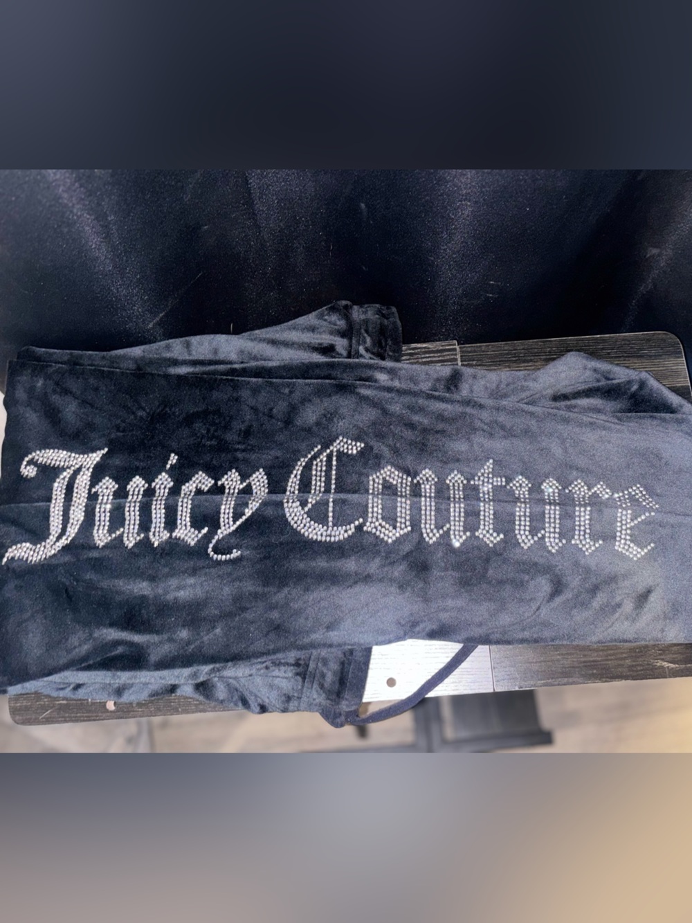 Juicy Couture Black Velour Pants with Crystal Logo